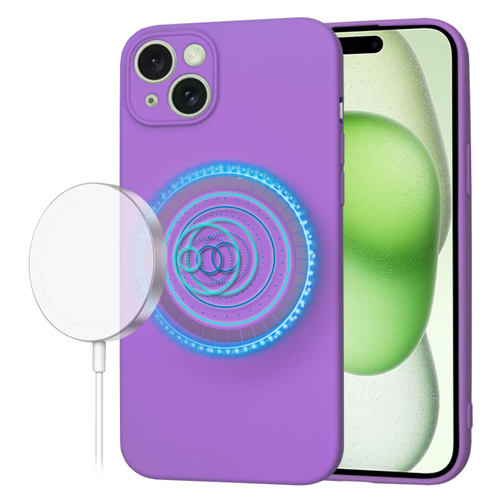 Custodia MagSafe per Apple iPhone 15 Plus, Techsuit, SoftFlex, Viola