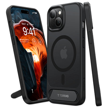 Custodia MagSafe per Apple iPhone 15 Plus, Torras, Pstand, Nera