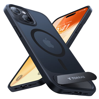 Custodia MagSafe per Apple iPhone 15 Plus, Torras, Pstand, Nera