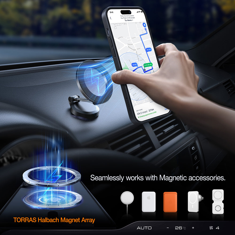 Custodia MagSafe per Apple iPhone 15 Plus, Torras, Pstand, Nera