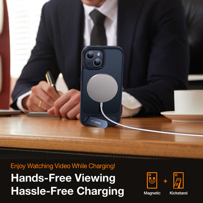 Custodia MagSafe per Apple iPhone 15 Plus, Torras, Pstand, Nera