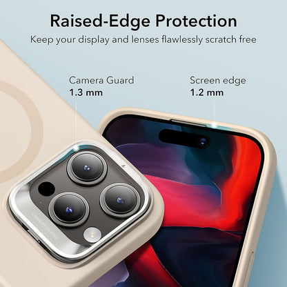 Étui MagSafe pour Apple iPhone 15 Pro, ESR, Cloud Soft Kickstand, Crème