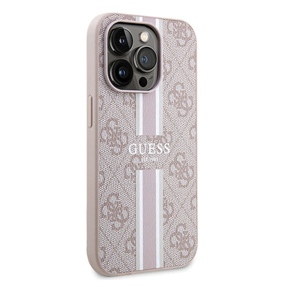 Custodia MagSafe per Apple iPhone 15 Pro, Guess, 4G Printed Stripes, Rosa