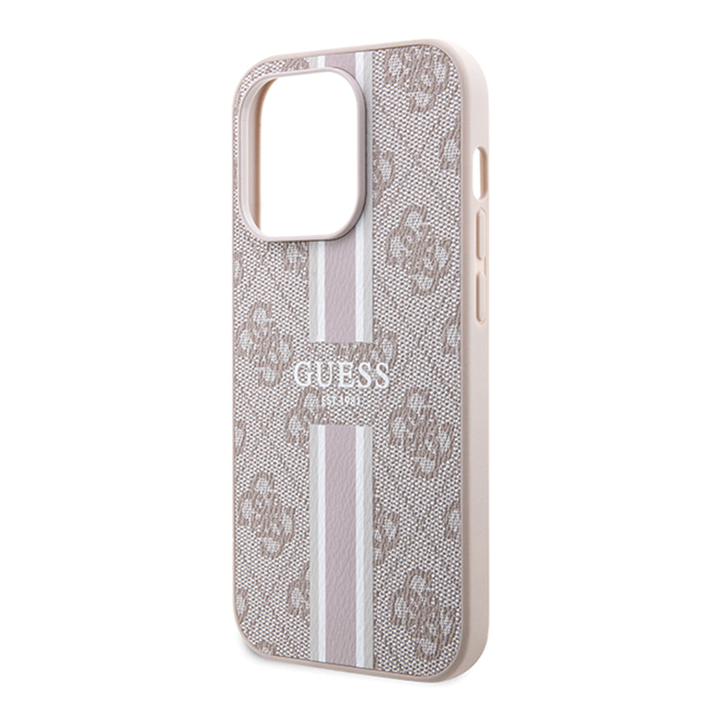Custodia MagSafe per Apple iPhone 15 Pro, Guess, 4G Printed Stripes, Rosa
