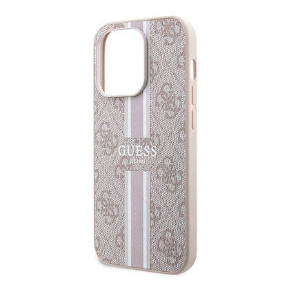 Custodia MagSafe per Apple iPhone 15 Pro, Guess, 4G Printed Stripes, Rosa