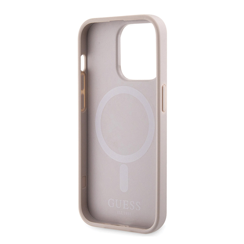 Custodia MagSafe per Apple iPhone 15 Pro, Guess, 4G Printed Stripes, Rosa