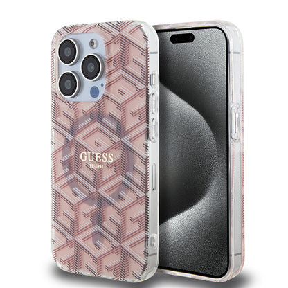 Étui MagSafe pour Apple iPhone 15 Pro, Guess, IML Gcube, Rose