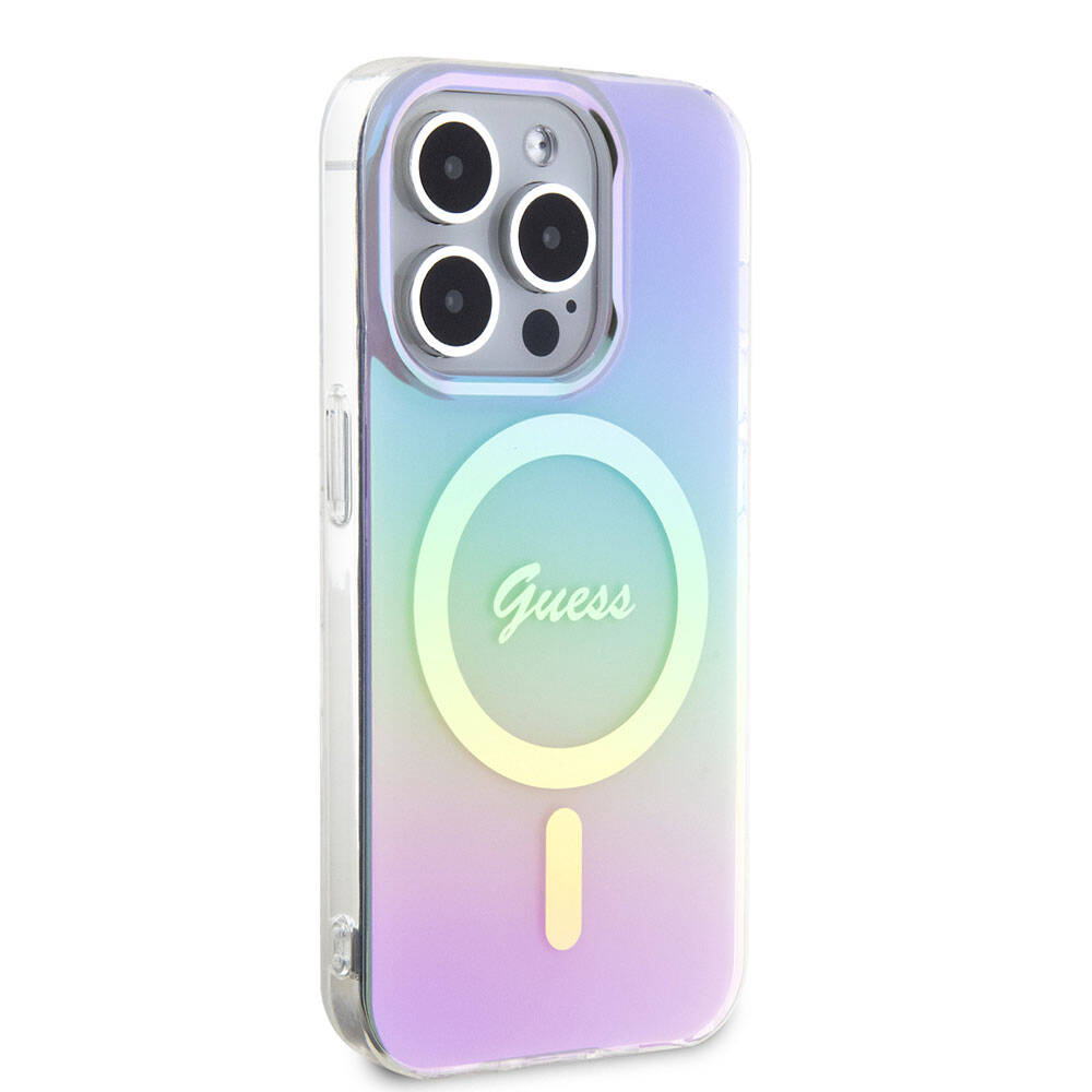 Coque MagSafe pour Apple iPhone 15 Pro, Guess, IML Iridescent, Violet
