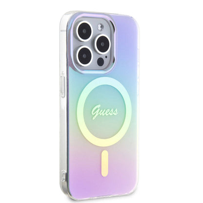 Coque MagSafe pour Apple iPhone 15 Pro, Guess, IML Iridescent, Violet