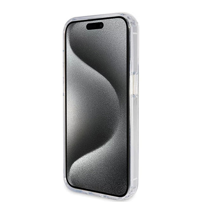 Coque MagSafe pour Apple iPhone 15 Pro, Guess, IML Ring Stand Glitter, Transparente