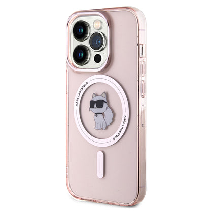 MagSafe Hülle für Apple iPhone 15 Pro, Karl Lagerfeld, IML Choupette, Rosa