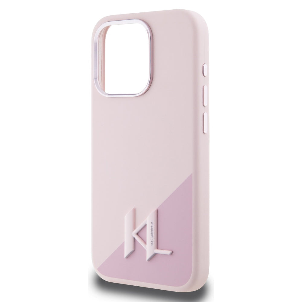 Custodia MagSafe per Apple iPhone 15 Pro, Karl Lagerfeld, Silicone Shadow Metal Initial, Rosa