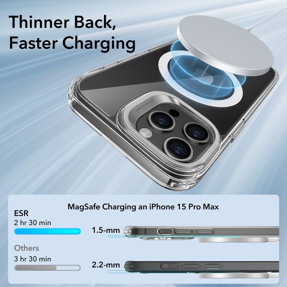 Custodia MagSafe per Apple iPhone 15 Pro Max, ESR, Classic Hybrid Kickstand, Trasparente