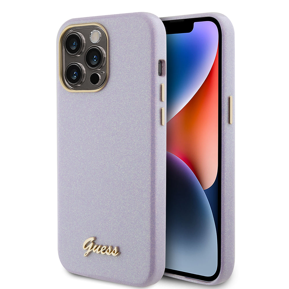 Étui MagSafe pour Apple iPhone 15 Pro Max, Guess, Glitter Full Wrapped, Mauve GUHCP15XPGMCSL