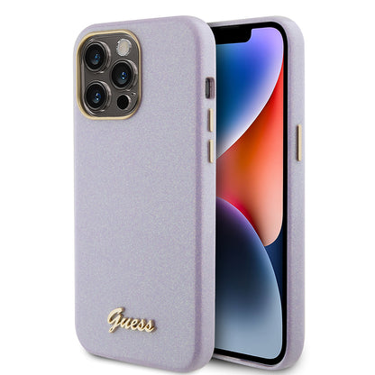 Étui MagSafe pour Apple iPhone 15 Pro Max, Guess, Glitter Full Wrapped, Mauve GUHCP15XPGMCSL
