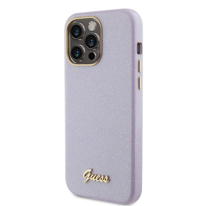 Étui MagSafe pour Apple iPhone 15 Pro Max, Guess, Glitter Full Wrapped, Mauve GUHCP15XPGMCSL
