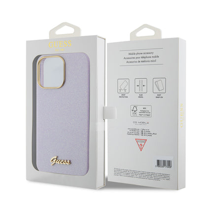 Étui MagSafe pour Apple iPhone 15 Pro Max, Guess, Glitter Full Wrapped, Mauve GUHCP15XPGMCSL