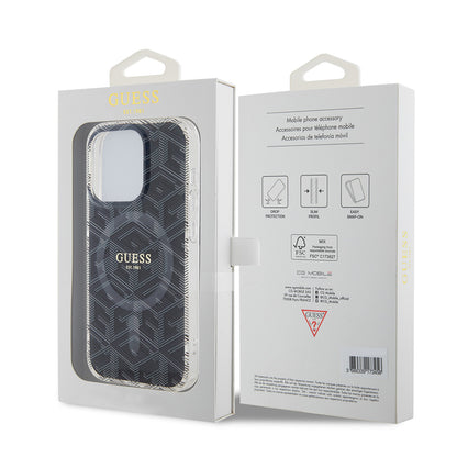 Étui MagSafe pour Apple iPhone 15 Pro Max, Guess, IML Gcube, Noir
