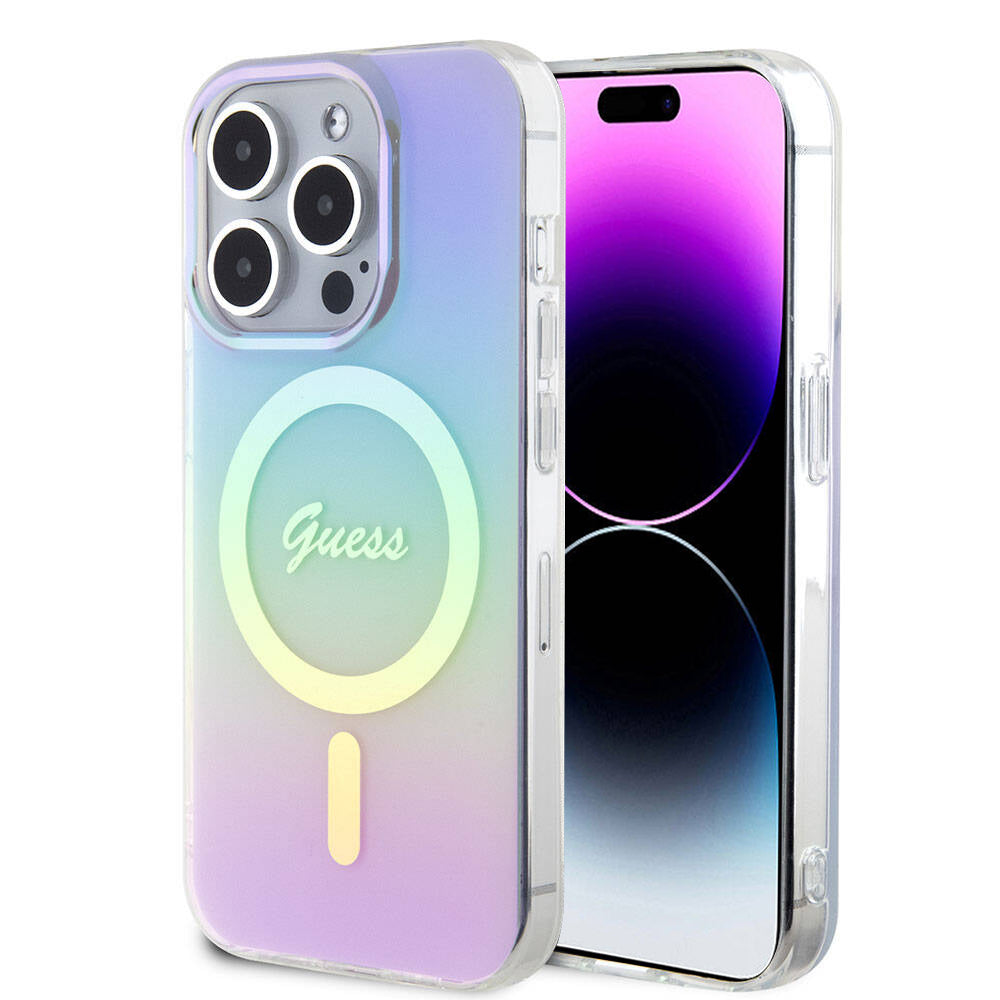 Coque MagSafe pour Apple iPhone 15 Pro Max, Guess, IML Iridescent, Violet
