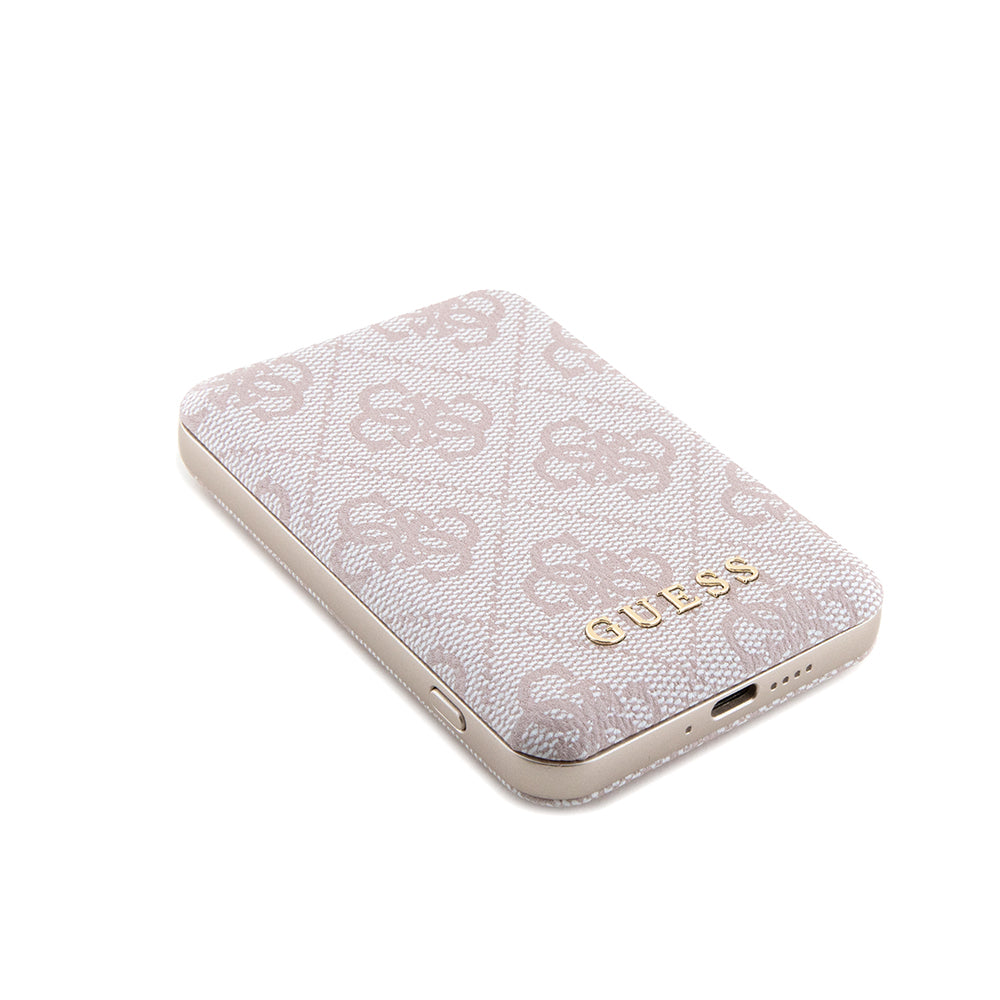 Coque MagSafe pour Apple iPhone 15 Pro Max, Guess, Powerbank 4G Metal Logo, Rose
