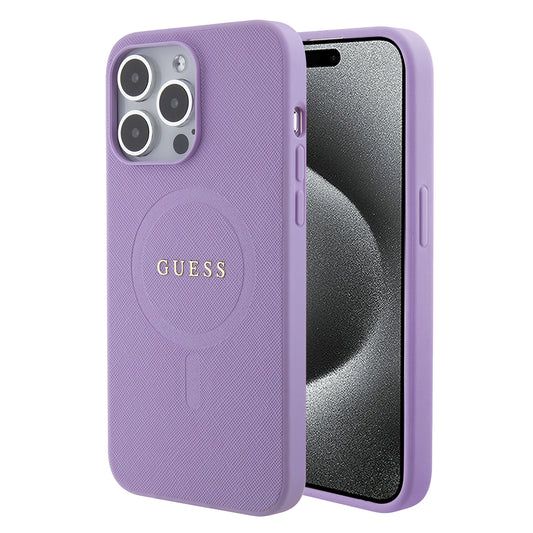 Étui MagSafe pour Apple iPhone 15 Pro Max, Guess, Saffiano, Mauve