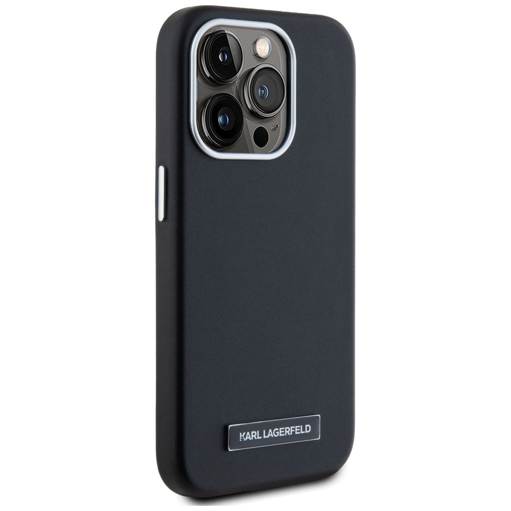 Custodia MagSafe per Apple iPhone 15 Pro Max, Karl Lagerfeld, FW Metal Plate, Nera