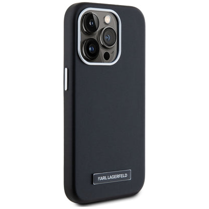 Custodia MagSafe per Apple iPhone 15 Pro Max, Karl Lagerfeld, FW Metal Plate, Nera