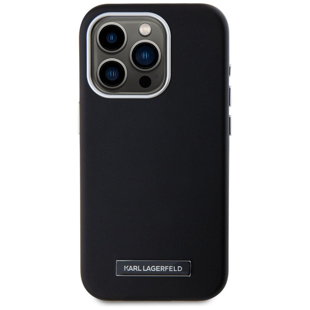 Custodia MagSafe per Apple iPhone 15 Pro Max, Karl Lagerfeld, FW Metal Plate, Nera