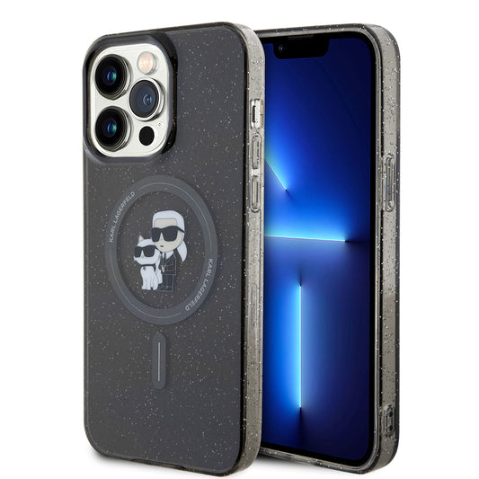 Custodia MagSafe per Apple iPhone 15 Pro Max, Karl Lagerfeld, Glitter, Nera