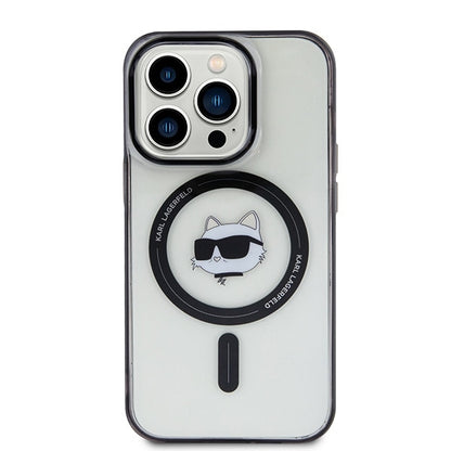 Coque MagSafe pour Apple iPhone 15 Pro Max, Karl Lagerfeld, IML Choupette's Head, Transparente
