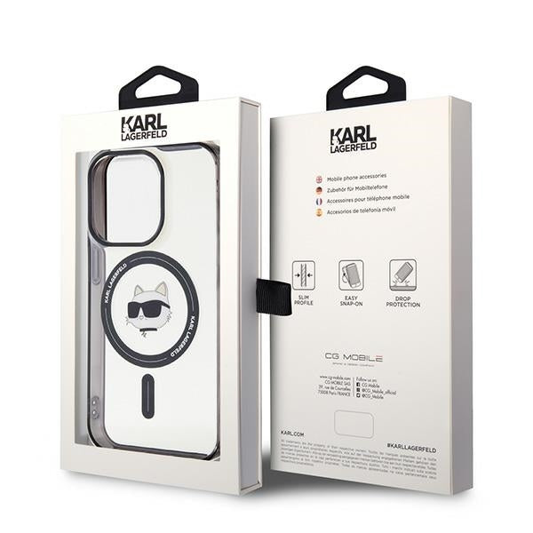 Coque MagSafe pour Apple iPhone 15 Pro Max, Karl Lagerfeld, IML Choupette's Head, Transparente