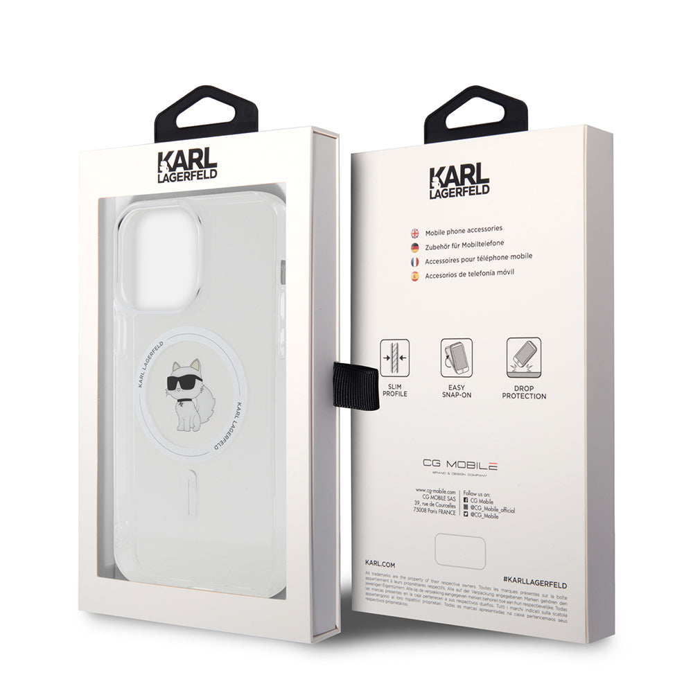 MagSafe Case for Apple iPhone 15 Pro Max, Karl Lagerfeld, IML Choupette, Transparent