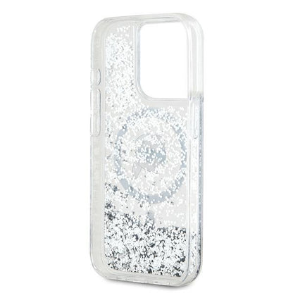 Custodia MagSafe per Apple iPhone 15 Pro Max, Karl Lagerfeld, Liquid Glitter Karl's Head, Trasparente
