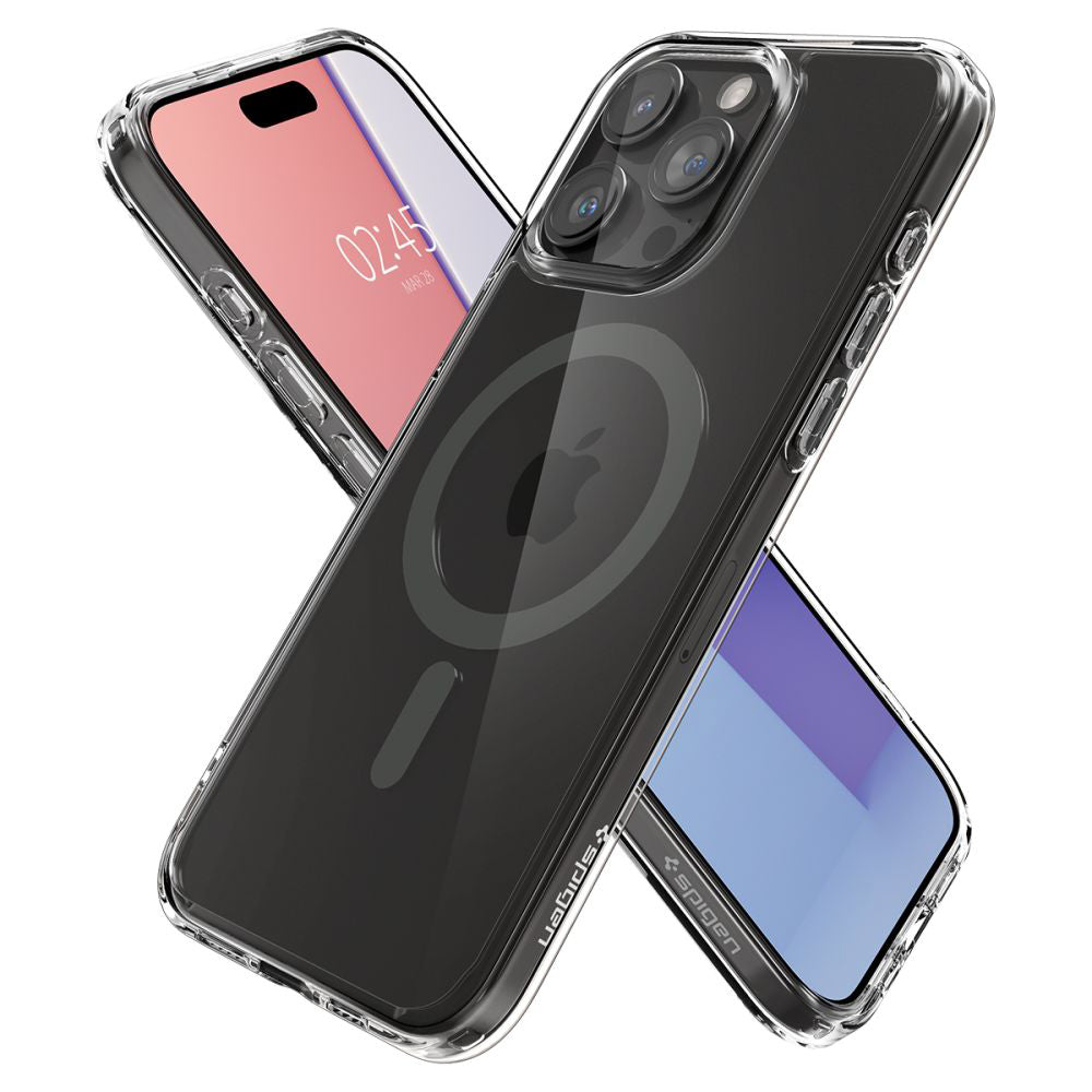 MagSafe Case for Apple iPhone 15 Pro Max, Spigen, Ultra Hybrid Carbon, Transparent