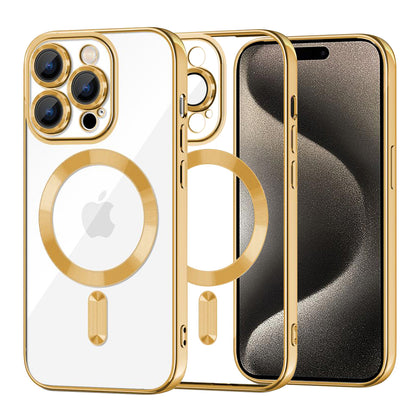 Coque MagSafe pour Apple iPhone 15 Pro Max, Techsuit, Luxury Crystal, Dorée
