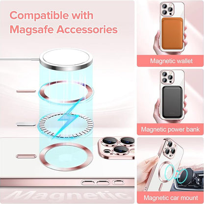 Custodia MagSafe per Apple iPhone 15 Pro Max, Techsuit, Luxury Crystal, Rosa