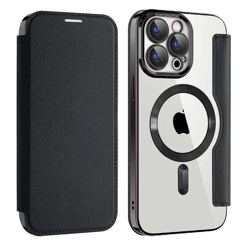 Custodia MagSafe per Apple iPhone 15 Pro Max, Techsuit, SmartMag Book, Nera