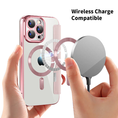 Custodia MagSafe per Apple iPhone 15 Pro Max, Techsuit, SmartMag Book, Rosa