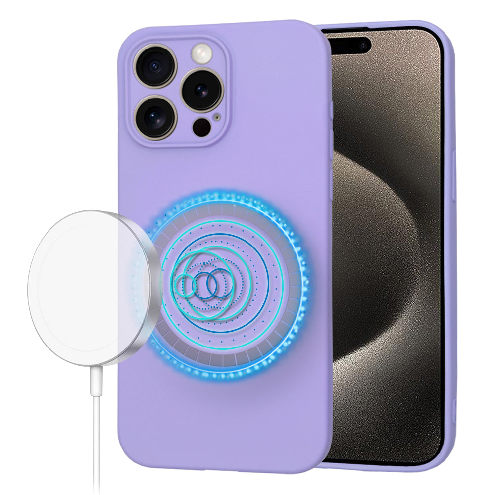 Coque MagSafe pour Apple iPhone 15 Pro Max, Techsuit, SoftFlex, Violet Clair