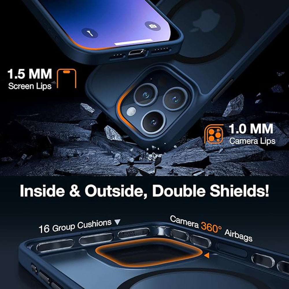 Coque MagSafe pour Apple iPhone 15 Pro Max, Torras, Guardian, Bleu marine
