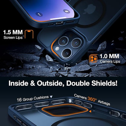 Coque MagSafe pour Apple iPhone 15 Pro Max, Torras, Guardian, Bleu marine