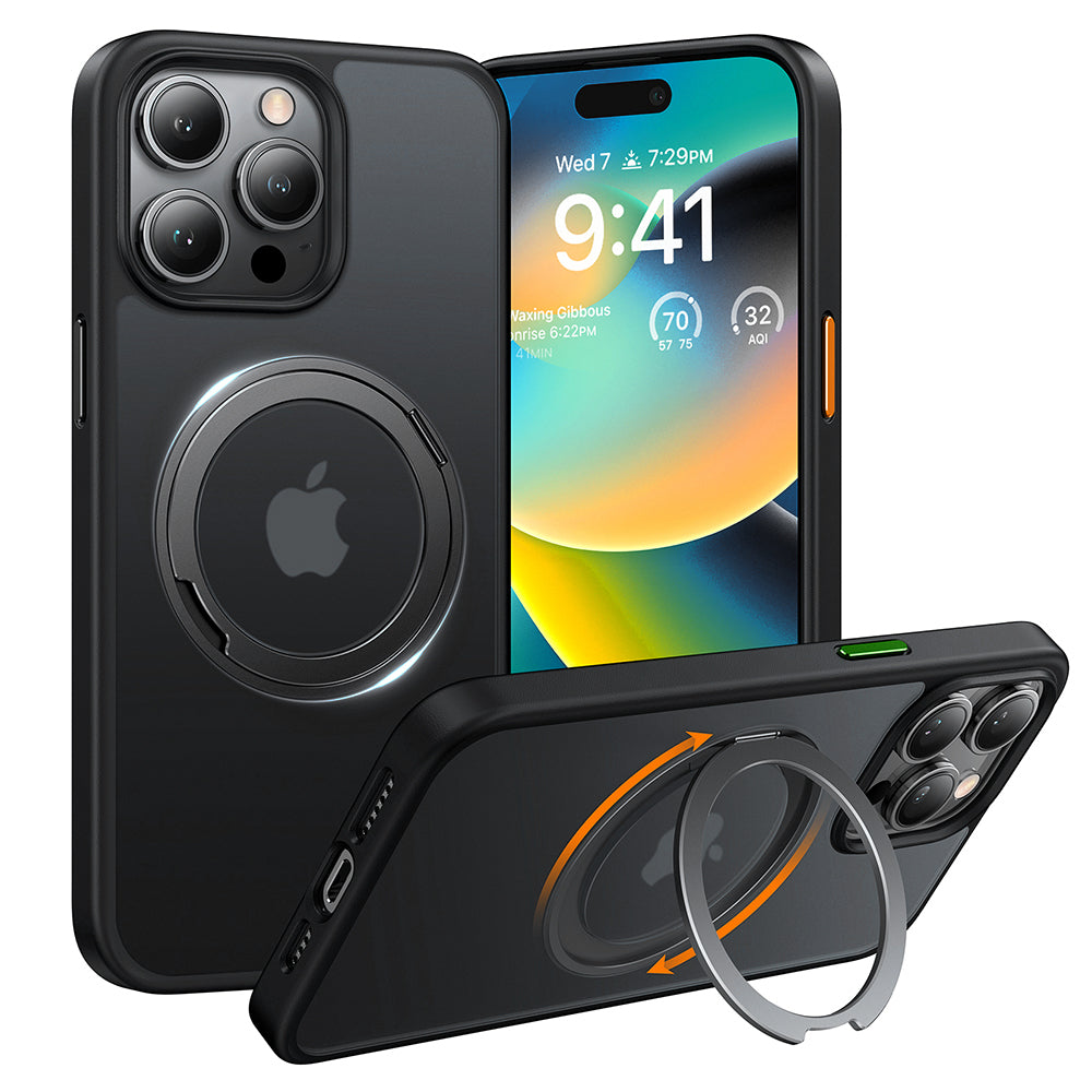 MagSafe Hülle für Apple iPhone 15 Pro Max, Torras, Ostand Pro, Schwarz