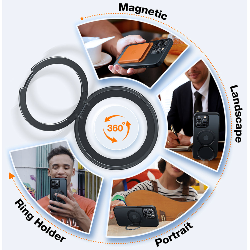 MagSafe Hülle für Apple iPhone 15 Pro Max, Torras, Ostand Pro, Schwarz