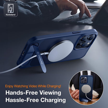 Custodia MagSafe per Apple iPhone 15 Pro Max, Torras, Pstand, Blu navy
