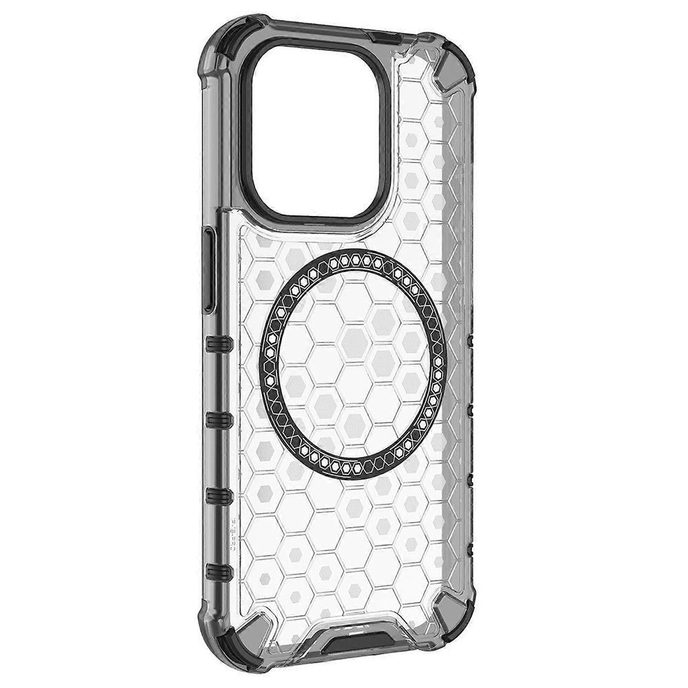 Coque MagSafe pour Apple iPhone 15 Pro, Techsuit, HoneyComb Shield, Blanche
