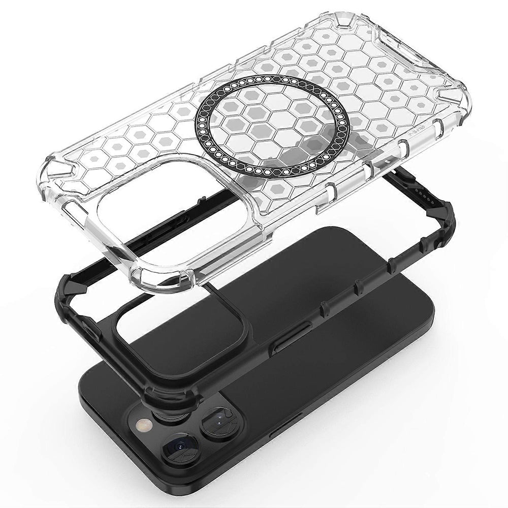 Custodia MagSafe per Apple iPhone 15 Pro, Techsuit, HoneyComb Shield, Nera