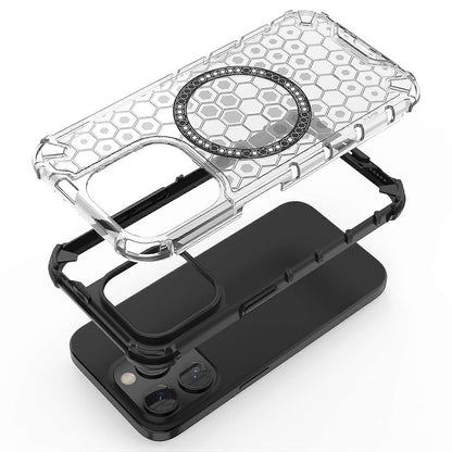 Custodia MagSafe per Apple iPhone 15 Pro, Techsuit, HoneyComb Shield, Nera