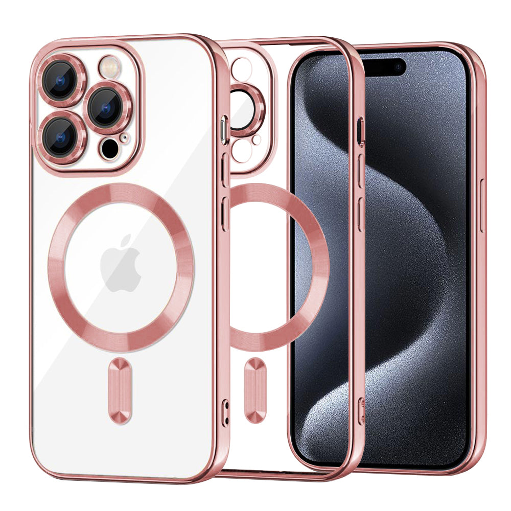 Coque MagSafe pour Apple iPhone 15 Pro, Techsuit, Luxury Crystal, Rose