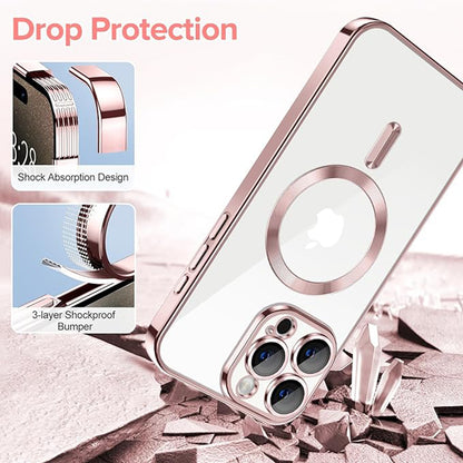 Coque MagSafe pour Apple iPhone 15 Pro, Techsuit, Luxury Crystal, Rose