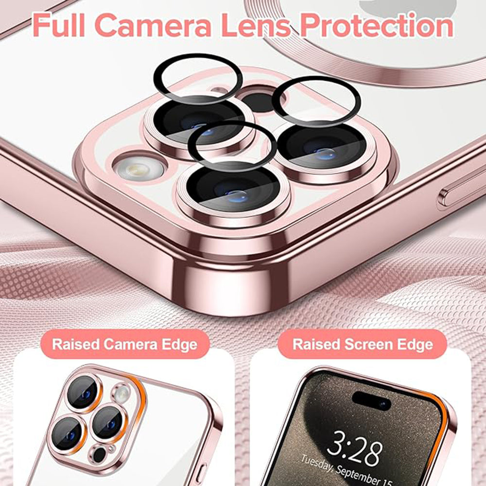 Coque MagSafe pour Apple iPhone 15 Pro, Techsuit, Luxury Crystal, Rose
